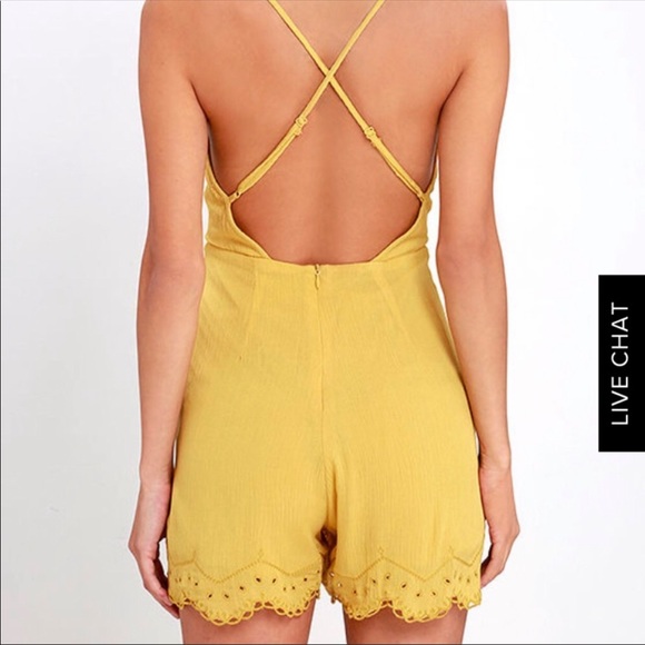 Lulu’s sunbeam yellow embroidered romper - Picture 2 of 9